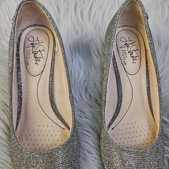 LifeStride Parigi Dress Pump Silver Sparkle Heels Size 6.5M Holiday Party Event - Picture 8 of 15